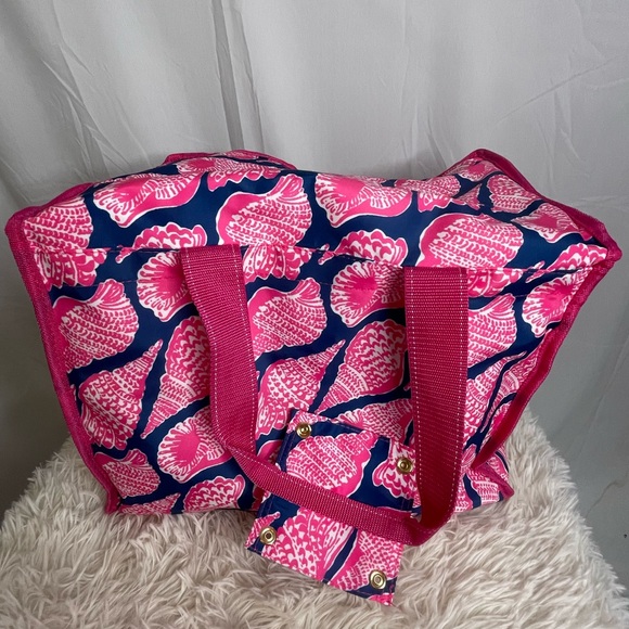 Lilly Pulitzer Soft Sided Zip Top Cooler With Handle Shoulder Strap Pink New d - Picture 6 of 7